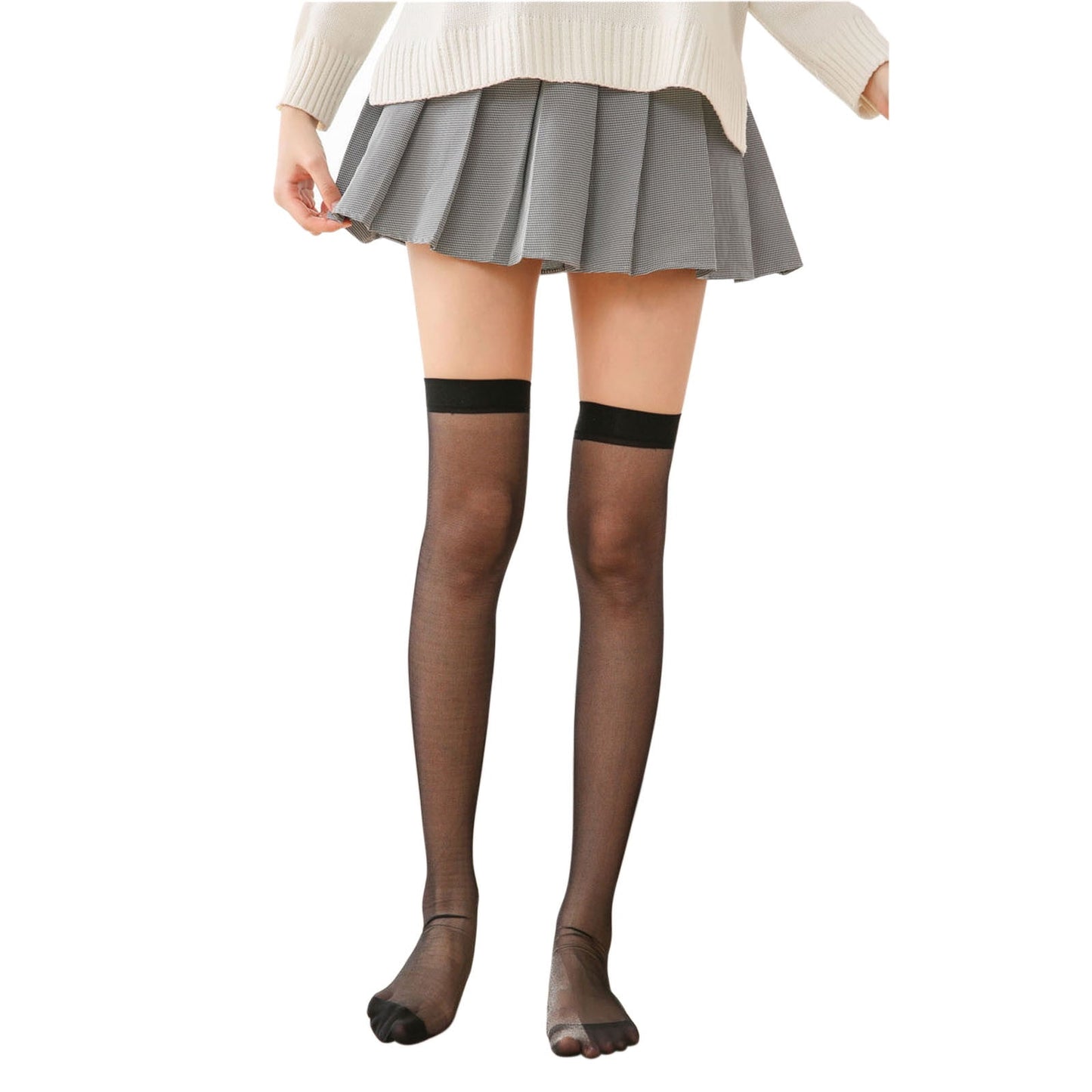 Womens Nylon Thigh High Schoolgirl Opaque Stockings Kawaii