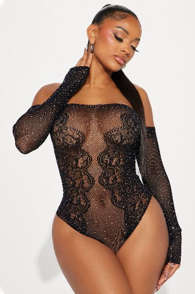 Desire Me Bodystocking Teddy - Black